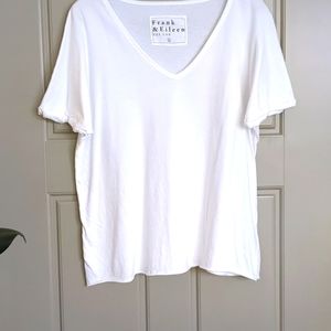 New without tags, white tee shirt,deep v neck,100 percent cotton